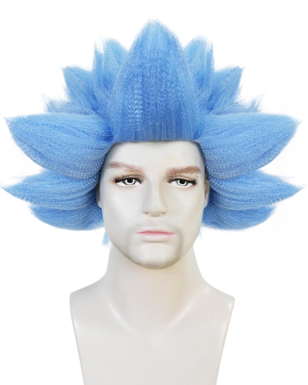 BESTBEL+Hair Cap Blue Spiky Wig for Men Short Blue Wig for Men Short Spiked Wigs Anime Synthetic Hair for Halloween Cosplay Mens Cosplay Outfit for Costume Party