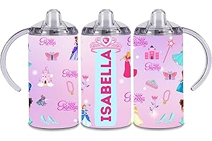 Personalized Sippy Cups For Toddlers 1-3, Pink Princess Design