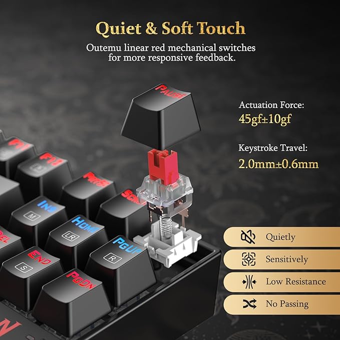 Teclado Mecánico Redragon K552 Retroiluminación RGB 87 Teclas miniatura 4