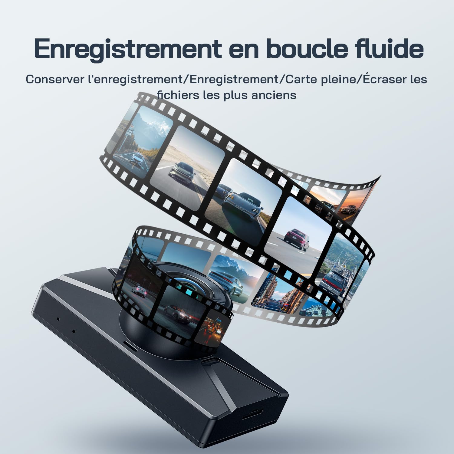 WOLFANG 2.5K Dashcam Voiture Avant Arrière, 1440P+1080P FHD Caméra Embarquée Voiture, IPS 3" Dash Cam Voiture Grand Angle de 170°, G-Capteur, WDR, 24H Mode Parking, Enregistrement en Boucle
