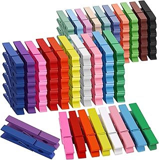 100Pcs Colored Clothes Pins Wooden, Clothespins for Crafts Cheer Pins Classroom Teaching Color, 2.9 inch, 20 Colors