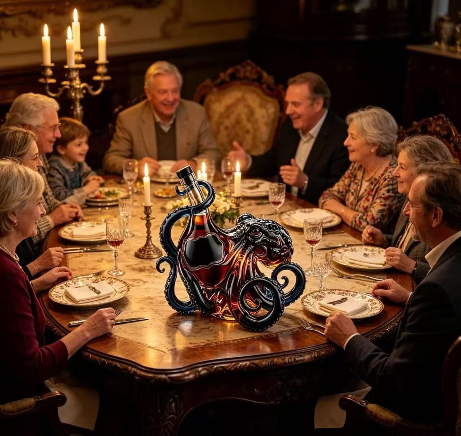 Decantador artístico de vidrio con forma de pulpo, botella de licor de vidrio de borosilicato de 350 ml, escultura decorativa de tentáculo de mar profundo en 3D, decoración única para el hogar, regalo