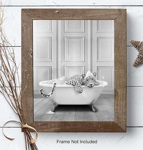 Miniatura 8 de Leopard Print Bathroom Wall Art & Decor - Big cat Small Bathroom Decor - Cute Aesthetic Room Decor - Trendy Eclectic Wall Decor Sign - funny Gray