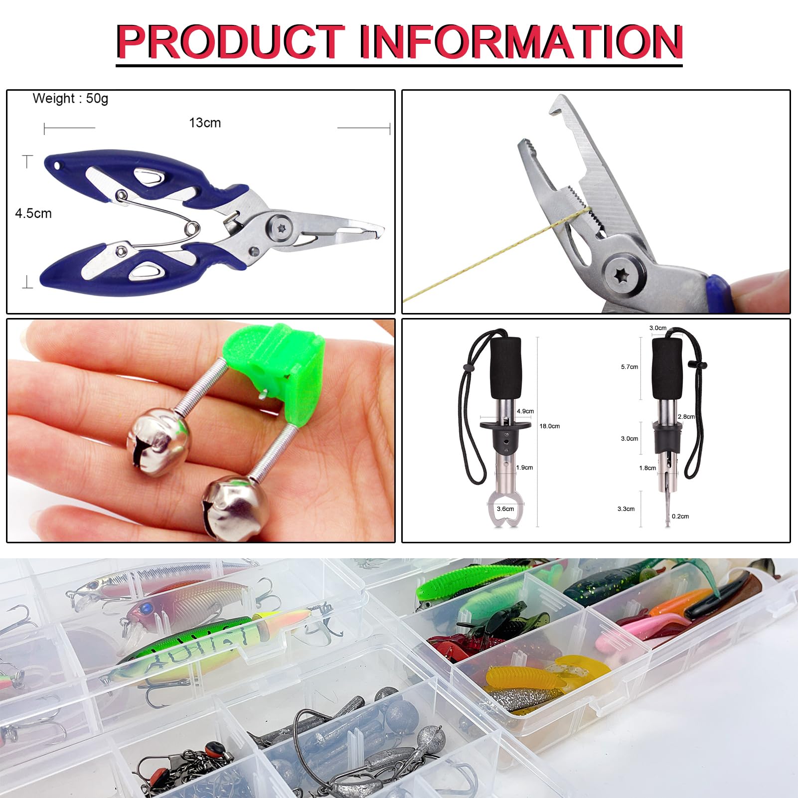 Kit di esche da pesca da 353 pezzi, include esche morbide, pesciolini, crankbait, spinnerbaits, cucchiai, piombi, girelle, esche da pesca per acqua dolce e salata
