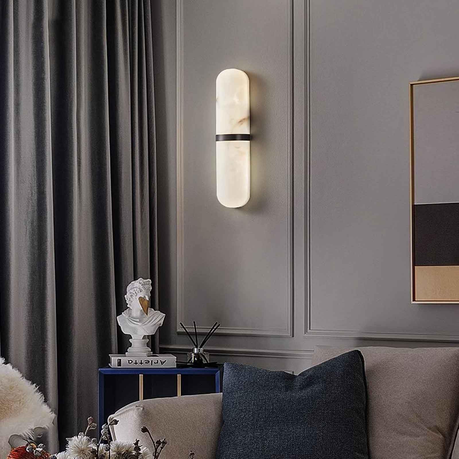 Applique da Parete in Marmo Naturale, Lampada a Striscia di alabastro di Lusso, Applique in Ottone Moderna Nera/Oro per Bagno, Mobile Bar, apparecchio di Illuminazione Bianco per c