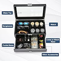 Vista 6 de ProCase Paquete de joyero grande con organizador de joyas de madera ProCase