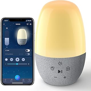 Sound Machine Baby Night Light 27 Soothing Sounds Touch Sensor APP & Voice Control Timer Adjustable Brightness Soft Light RGB Color Changing White Noise Machine Sleep Aid Adults & Baby