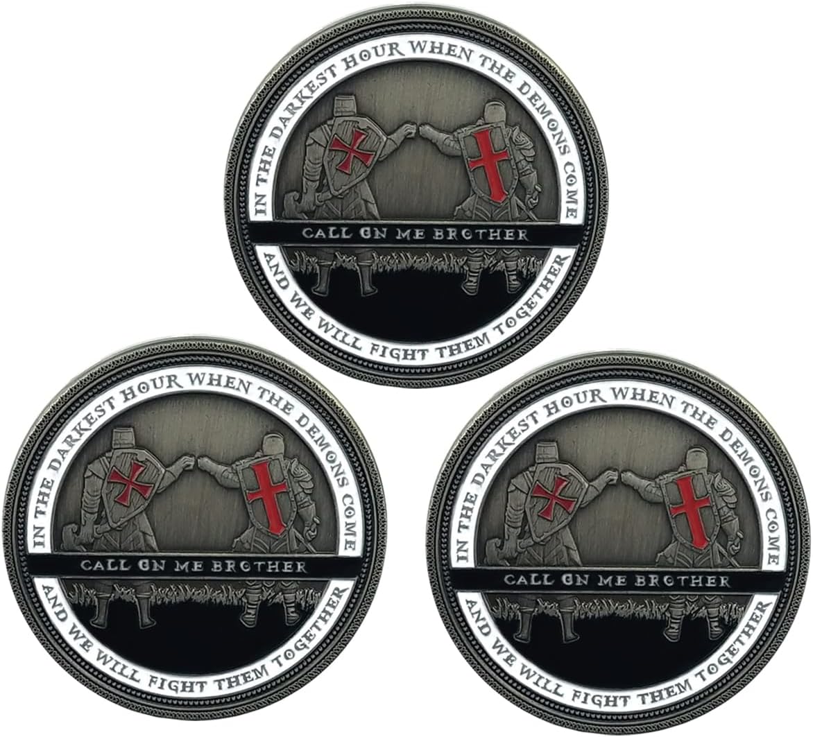 Armor of God Challenge Coin Knights Templar Oath Coin for Religious Collectible Gift (Pack of 3)