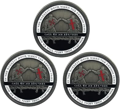Armor of God Challenge Coin Knights Templar Oath Coin for Religious Collectible Gift Pack of 3