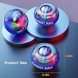JIN BD Wrist Trainer Ball Auto-Start Strengthener Gyroscopic Forearm Exerciser Gyro for Strengthen Arms, Fingers, Bones and Muscles with LED LightBlue