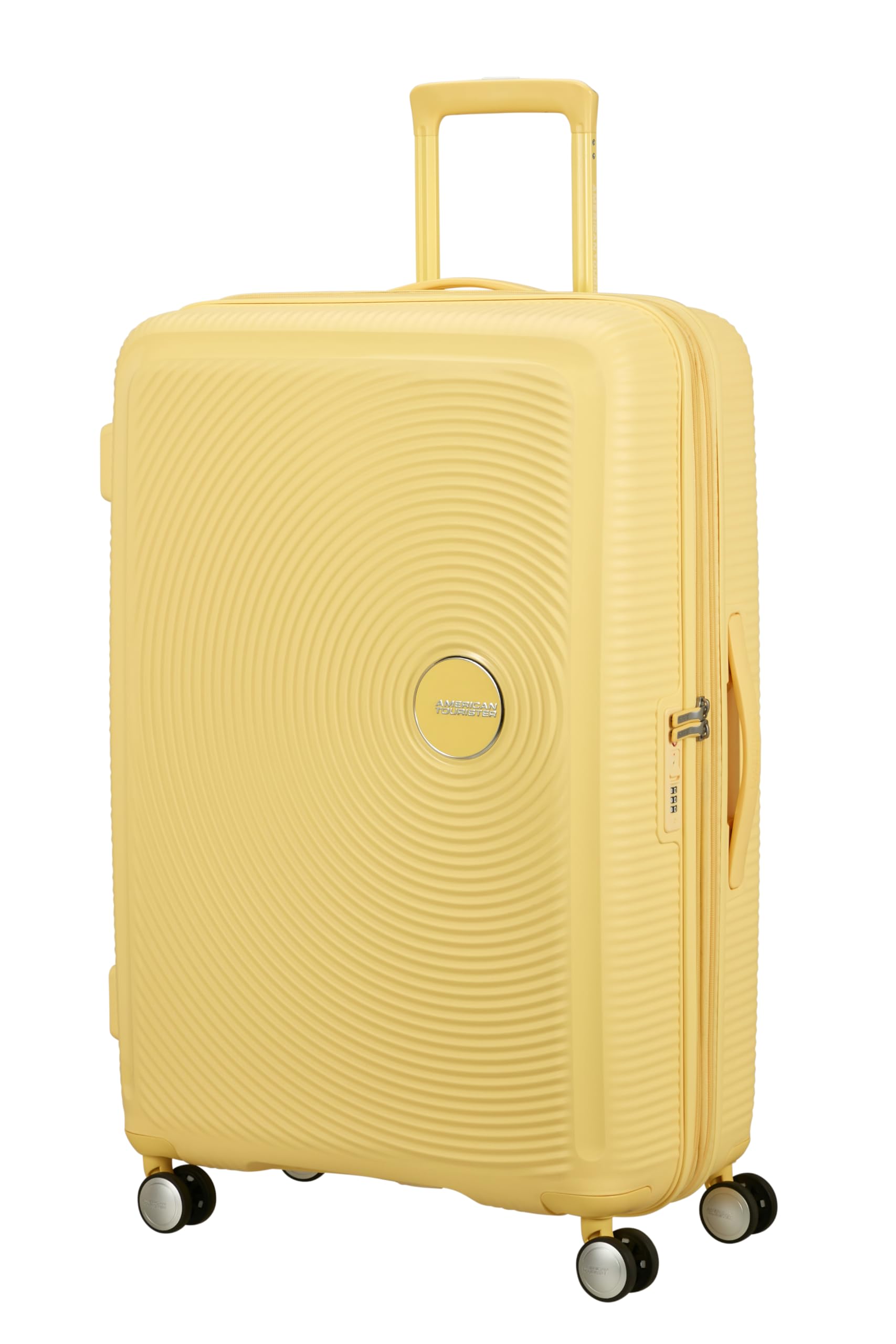 American Tourister Soundbox - Hartschalenkoffer Groß, 77 cm - Trolley Koffer mit 4 Rollen, TSA-Schloss, Erweiterbar & Leicht, 97/110L, Pastellgelb (Pastel Yellow)