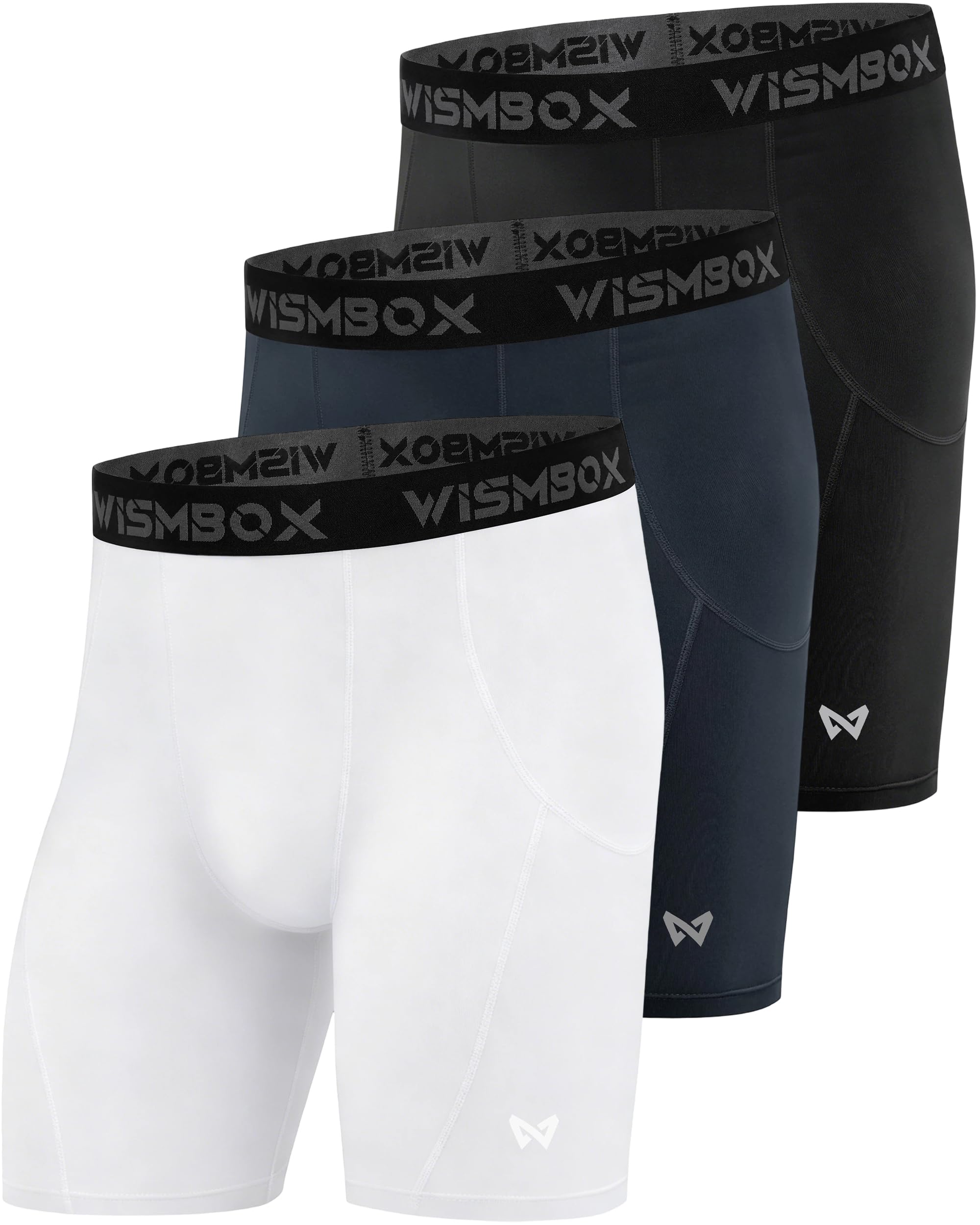 WISMBOX Herren Kompressionsshorts 1/3er Pack, Laufen & Fitness Atmungsaktiv | Schnelltrocknend, Anti-Scheuern, elastischer Bund, 4-Wege-Stretch, für Fußball, Radfahren, Basketball & Training