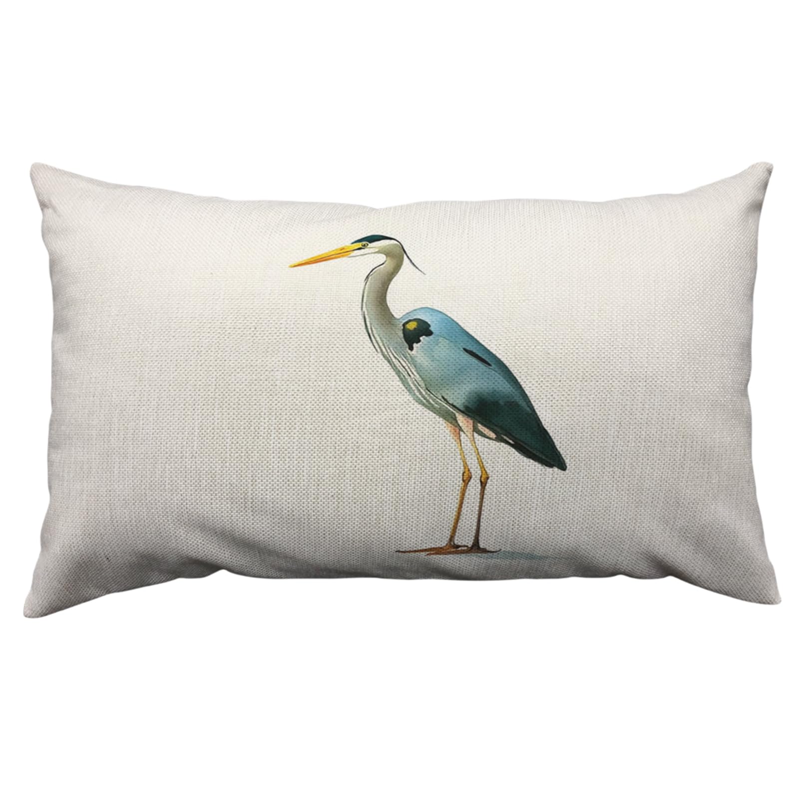 Orythyra Heron Throw Pillow Case Cushion Cover Watercolor Blue Heron Linen Pillowcases Pillow Cover Living Room Couch Bed Sofa Car Waist Cushion Cover Farmhouse 30X50 CM