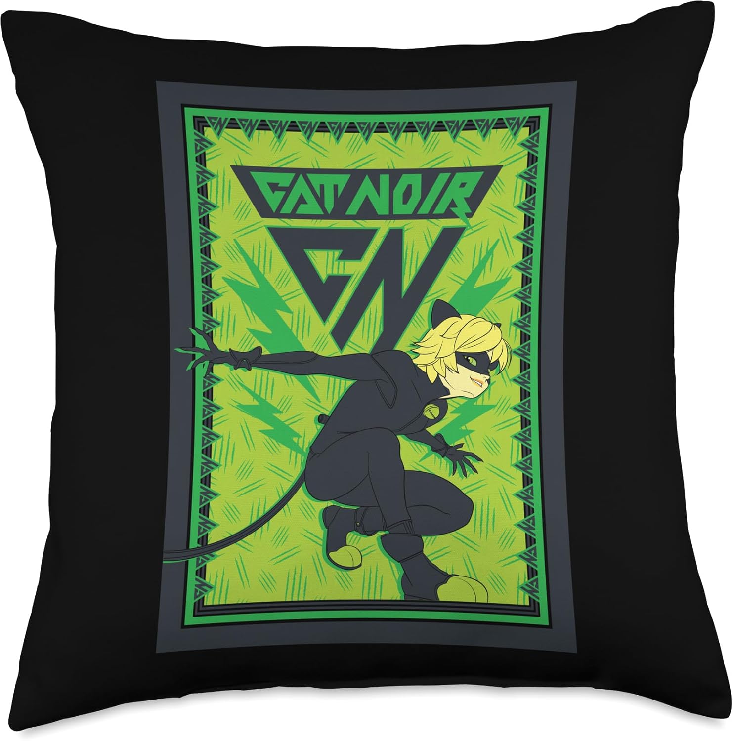 Miraculous Ladybug Glam Rock Cat Noir Throw Pillow