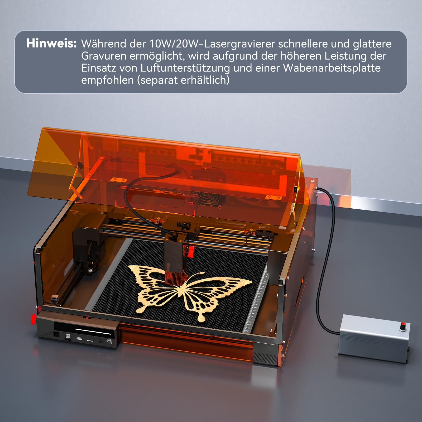 Laser Graviermaschine 10W, L2 MAX mit Gehäuse Lasergravur, 7 Sicherheitsverbesserungen, 0,01mm Präzision CNC Hochpräzise Laser Cutter 300x300 mm Arbeitsbereich für Holz, Metall, Acryl, Glas, Leder