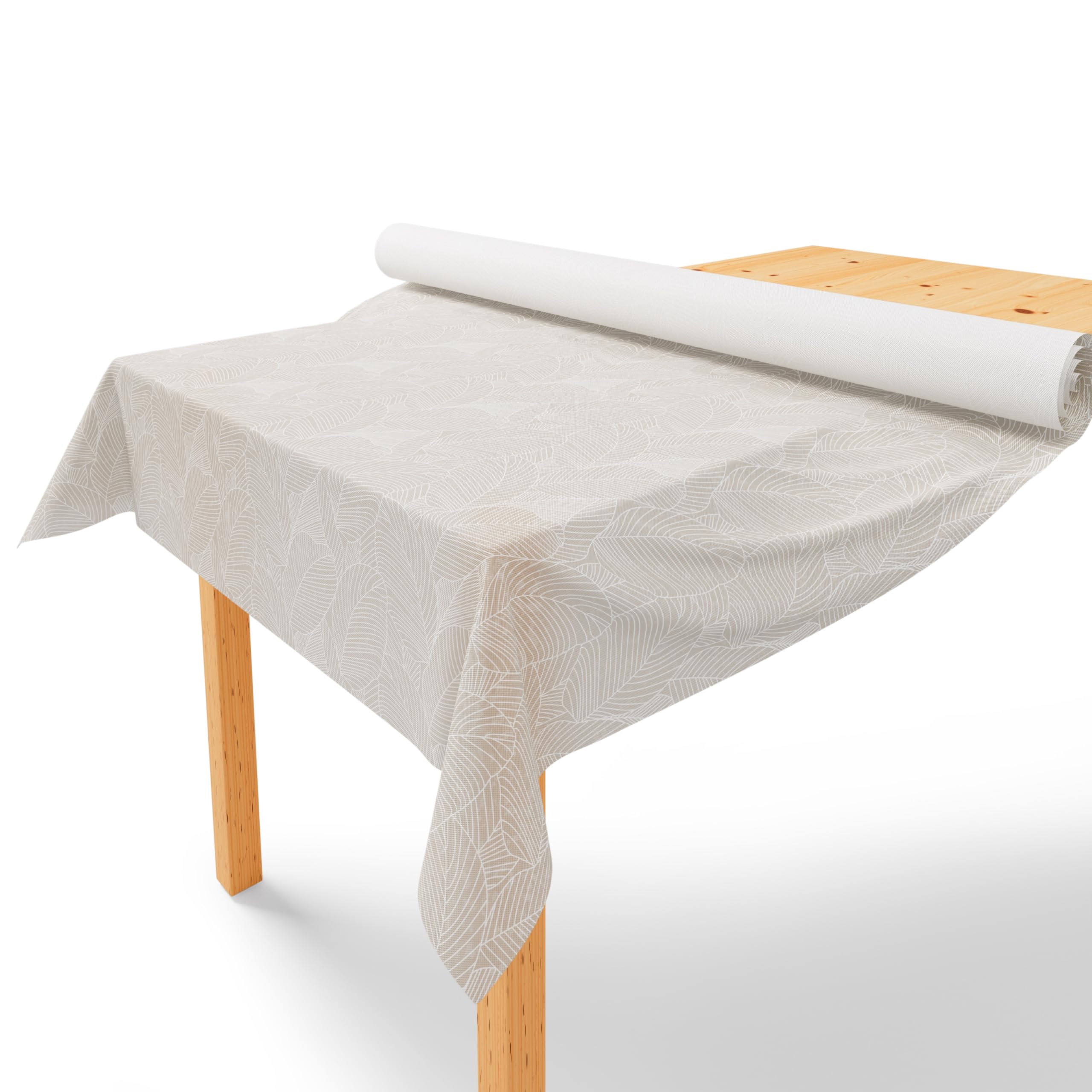 LILENO HOME Tischdeckenrolle 1,10 x 25 m - Tischdecke Blätter Taupe aus Vlies - Stoffähnlich, abwaschbare Tischdecke als Rolle, Meterware Tischtuchrolle - Einweg Papiertischdecke Rolle Alternative