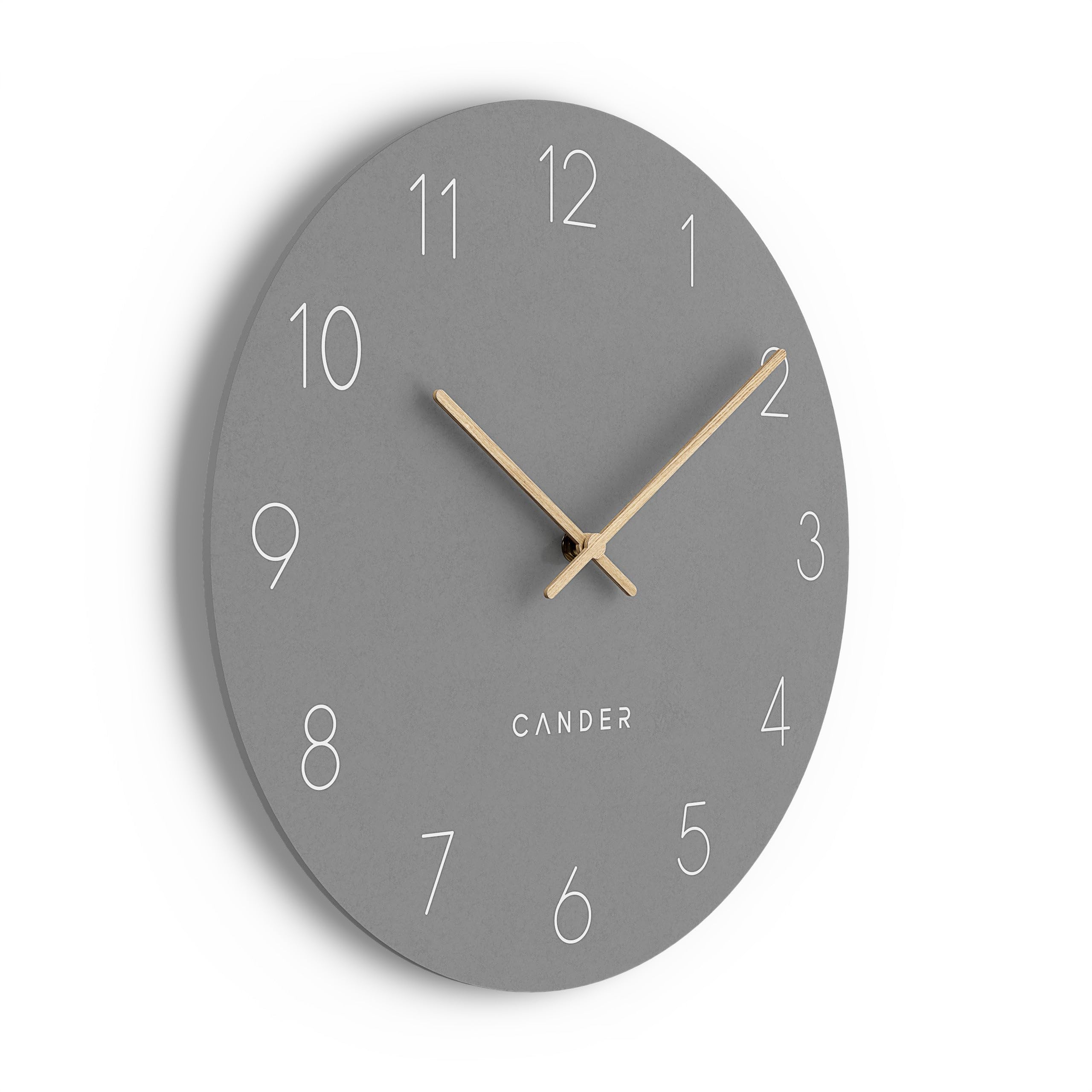 Cander Berlin MNU 2640 C XXL Wanduhr lautlos 40 cm ohne Ticken analog Wohnzimmer modern Vintage grau Holz-Zeiger groß