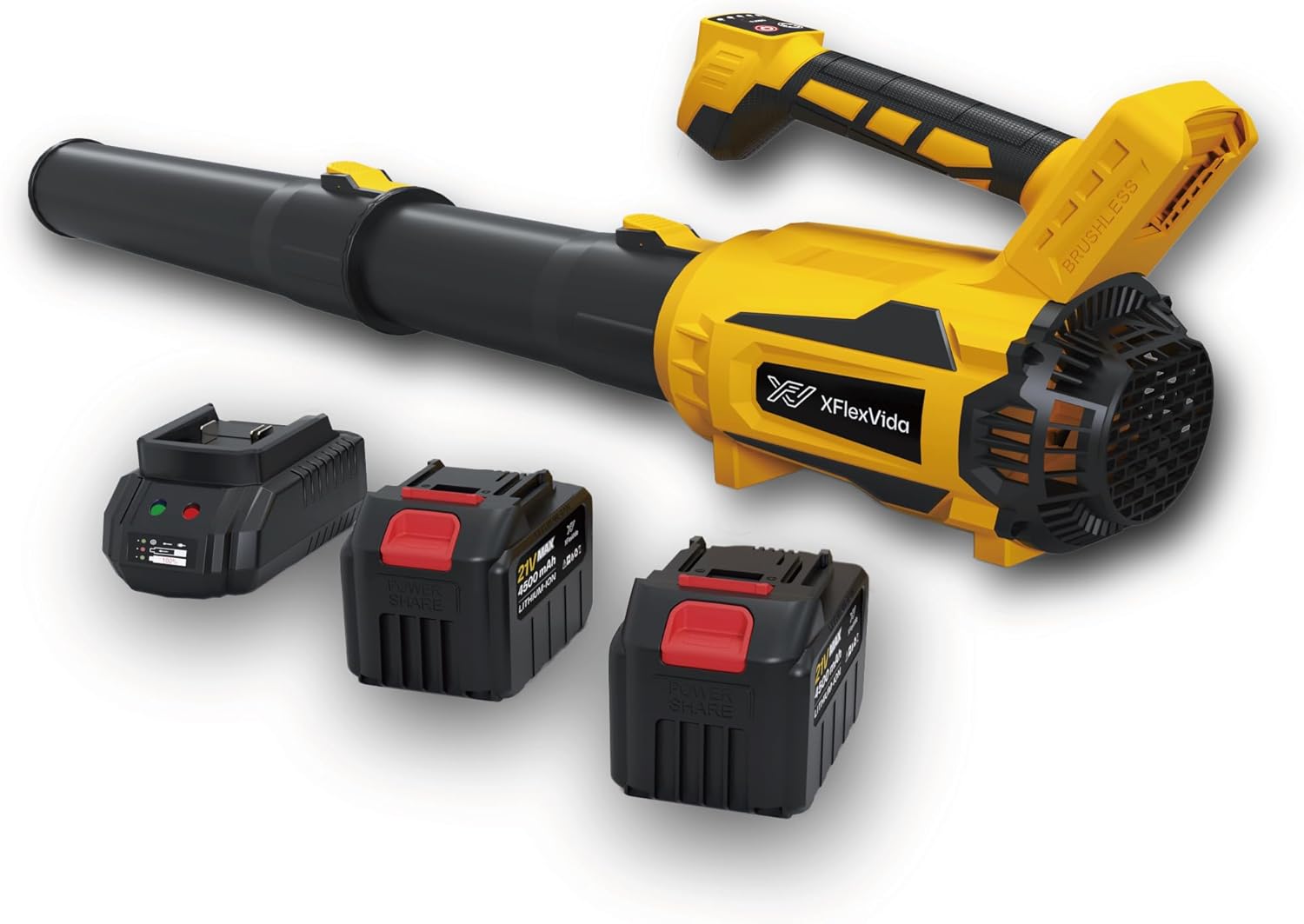 Cordless Leaf Blower, 21V Electric Leaf Blower with 2 Batteries and Fast Charger, 6 Speed Levels, 4.5Ah Battery Powered Blowers for Lawn Care, Yard, Leaves, Dust, Snow