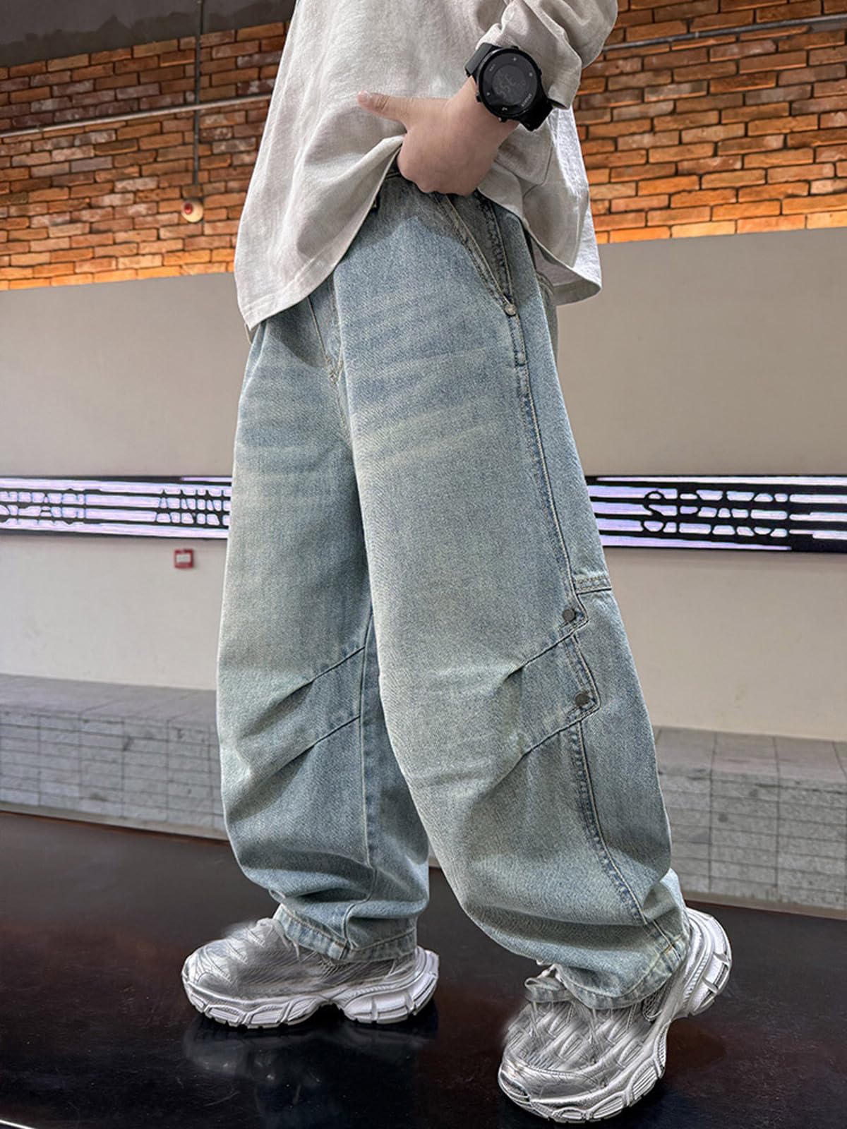 Vaqueros Elasticos Niño, Pantalones Cargo de Moda para Niños con Puños Elásticos y Diseño Sólido Casual para Temporada Primaveral y Verano
