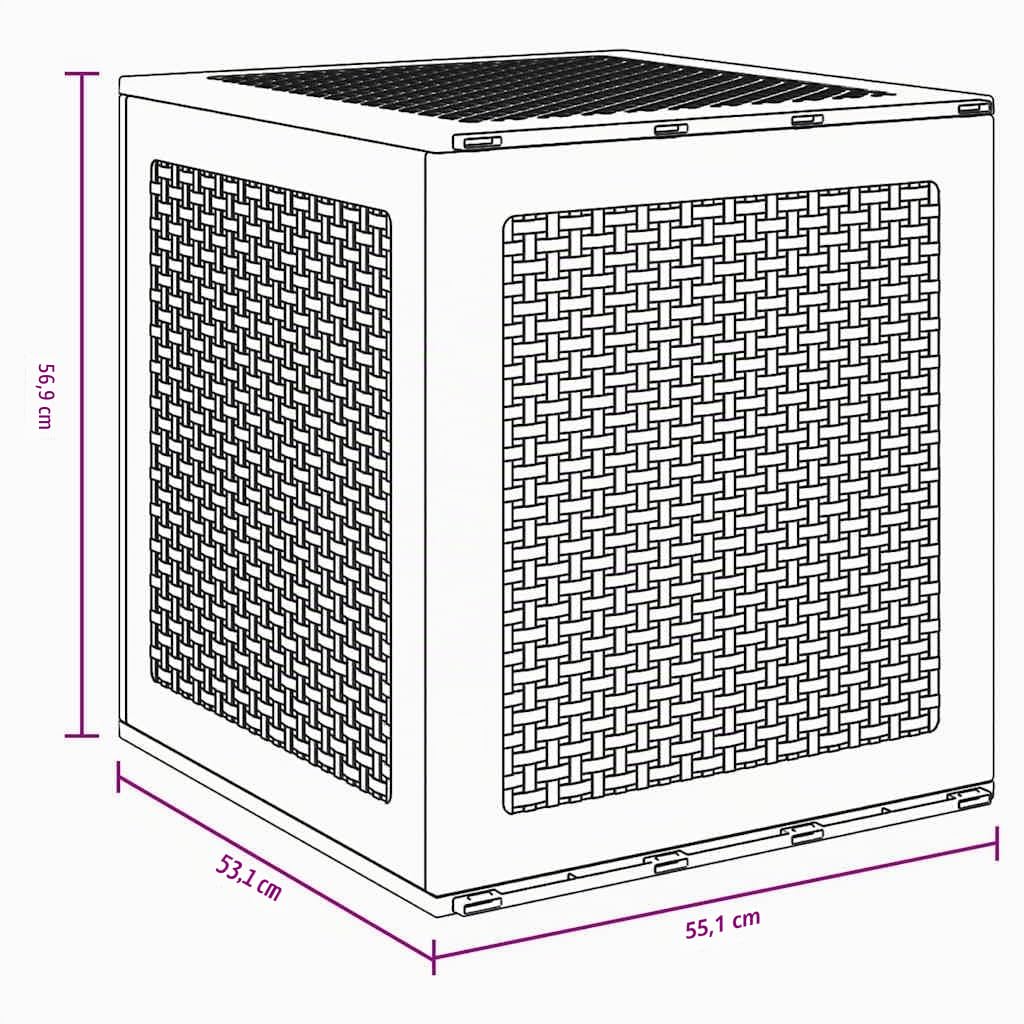 vidaXL Aufbewahrungsbox mit Speicher Weiß 55 x 53 x 57 cm Polypropylen, Garten und Terrasse, Moderner Outdoor Aufbewahrungsbox, Rechteckiger wetterfester, robuster Organizer für Möbel
