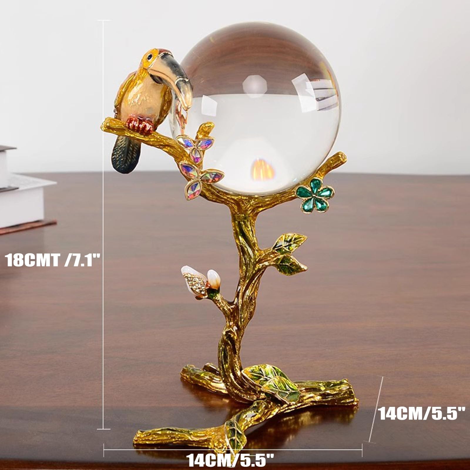Transparente Glaskugel Ornamente – dekorative K9-Glaskugeln mit Metallständer für Zuhause, Fengshui, ideal für Wohnzimmer, Schlafzimmer, Büro, Eingang