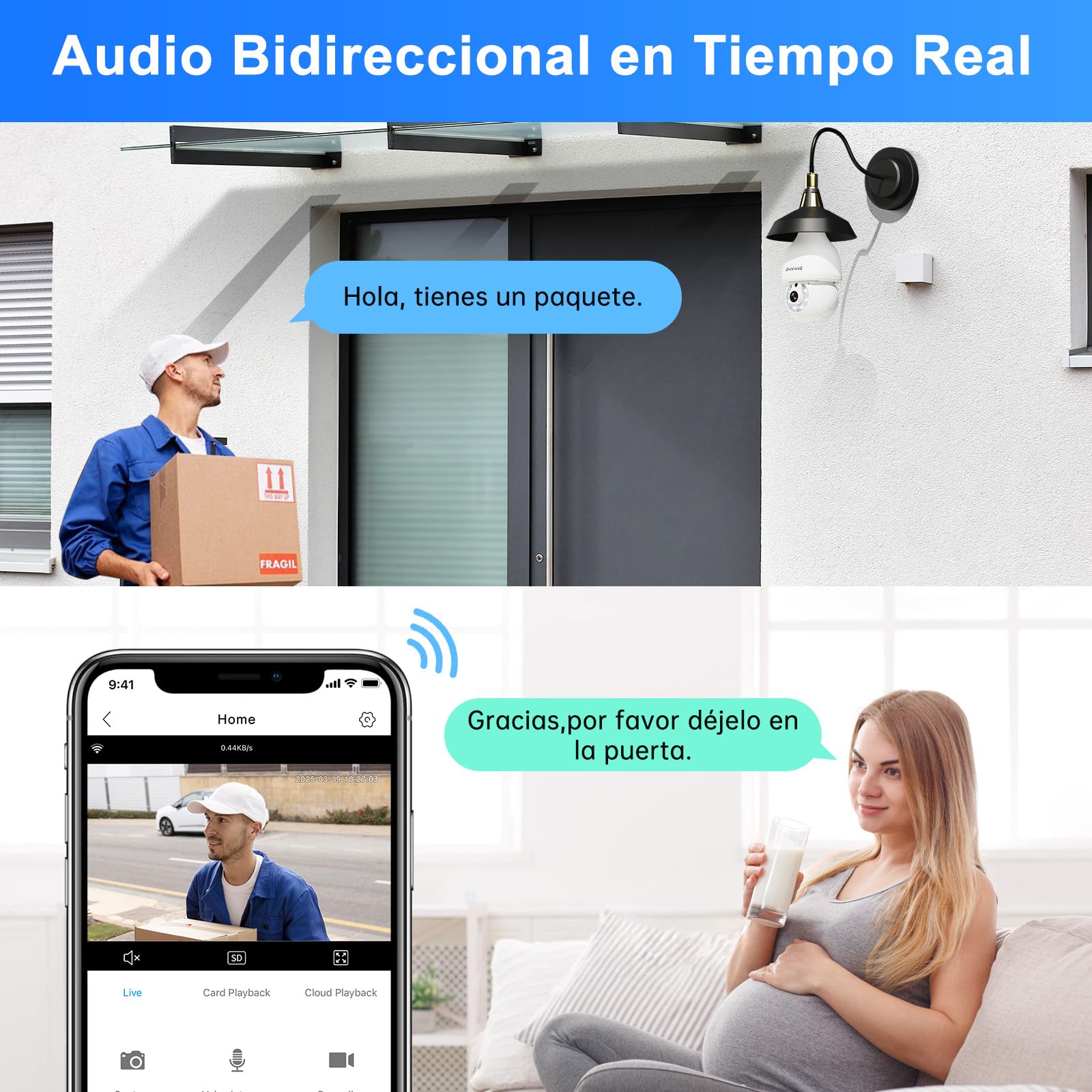 2K 3MP Camara Vigilancia WiFi Interior Bombilla (2.4/5 GHz) con Visión Nocturna en Color, Detección de Movimiento, Audio Bidireccional, Alexa, E27 Estándar (Pack2)