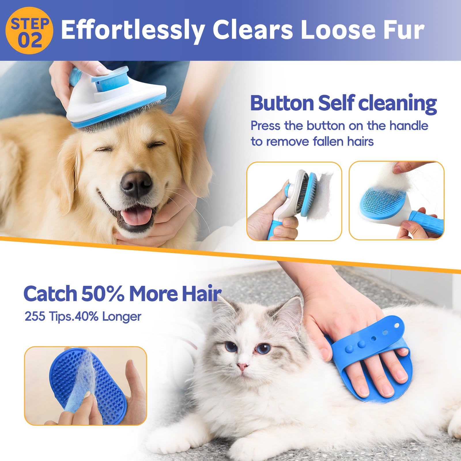 13Pcs Pet Grooming Kit, Dog Cat Deshedding Brush, Nail Clippers with File - Image 4