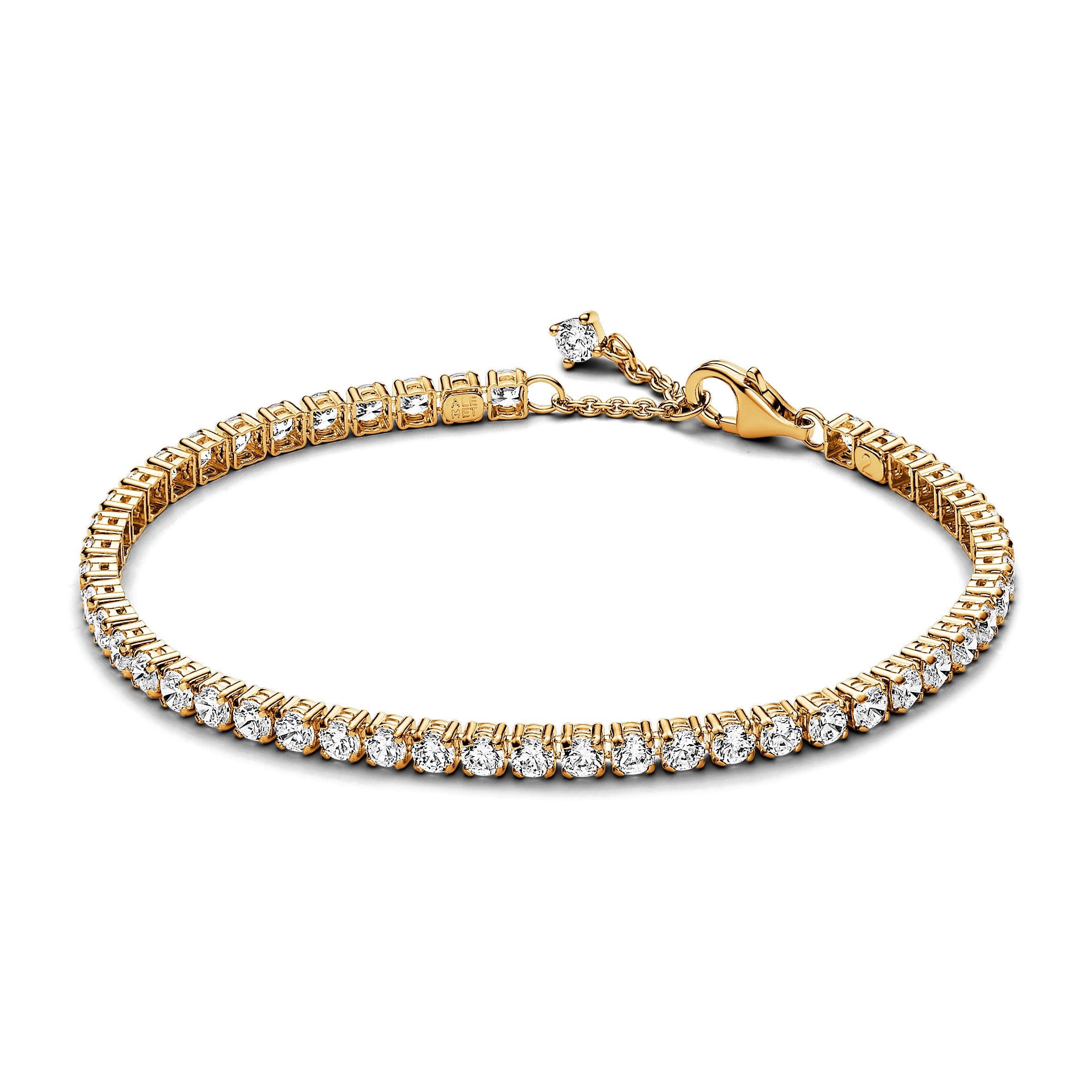 PANDORA Timeless Funkelndes Tennisarmband aus Sterling-Silber mit vergoldetre Metalllegierung und...
