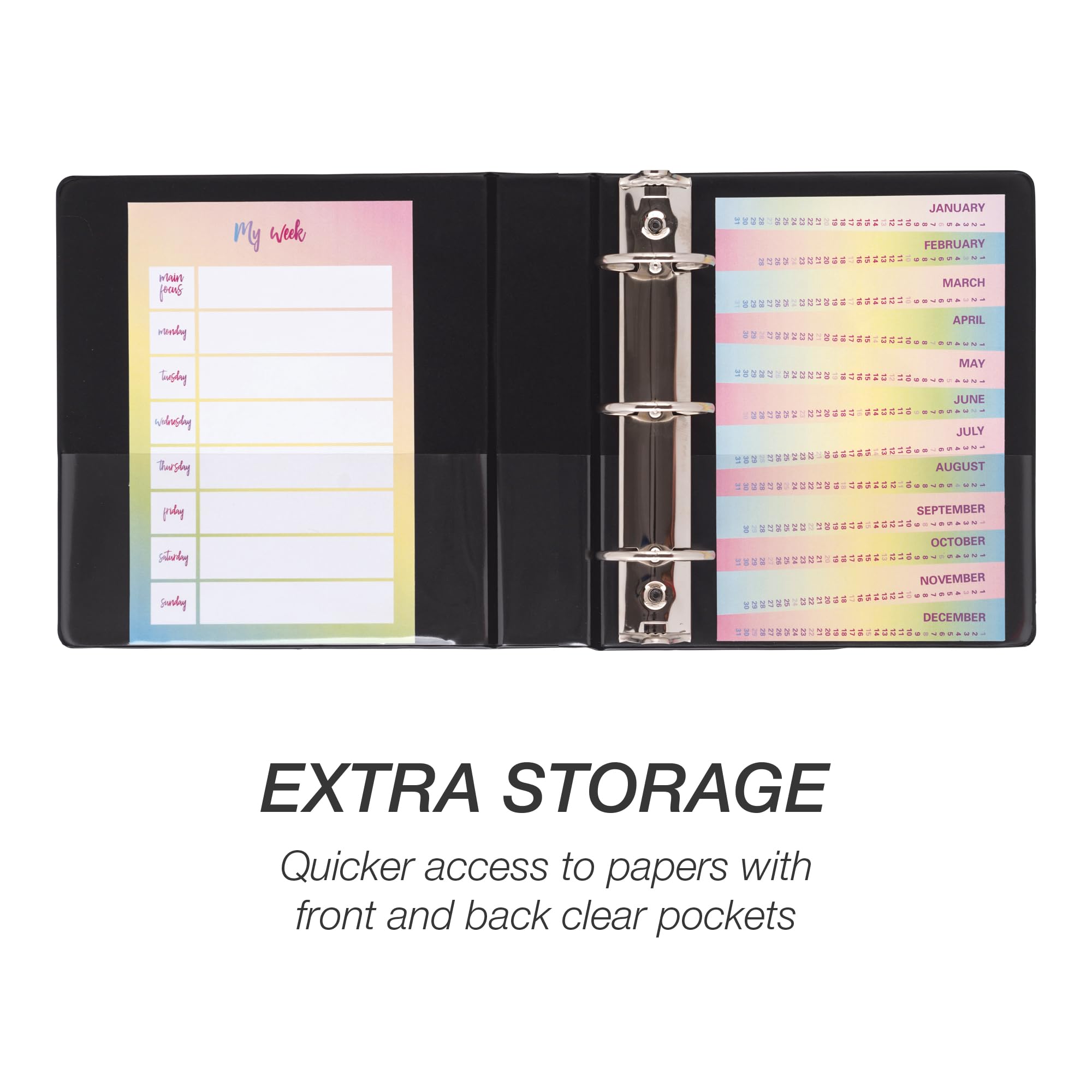 Samsill Lot de 6 mini classeurs à 3 anneaux de 2,5 cm, fabriqués aux États-Unis, 23,1 x 19,1 cm, couverture personnalisable antiadhésive, noir