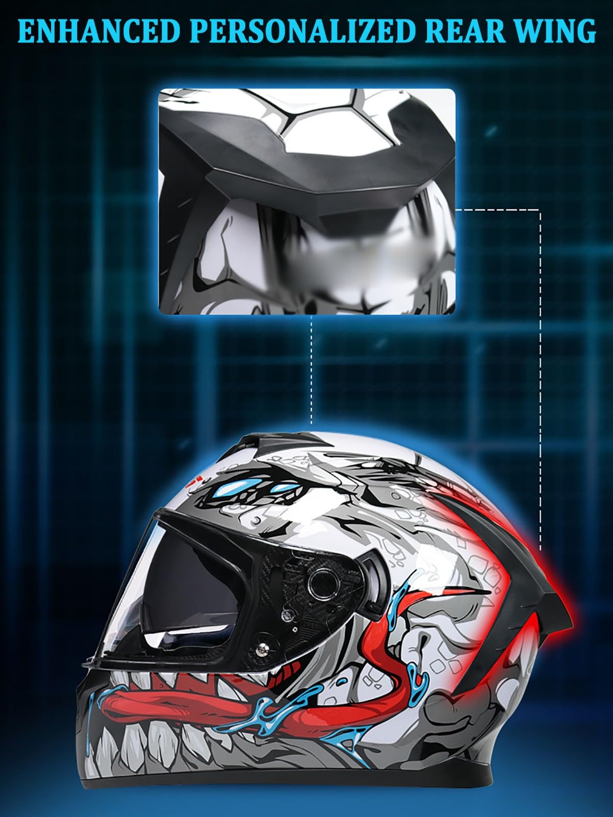 Casco De Motocross, Casco Integral De Motocicleta Homologado Según ECE 22.06, Casco Integral De Motocicleta con Visera Solar Abatible para Hombre Y Mujer