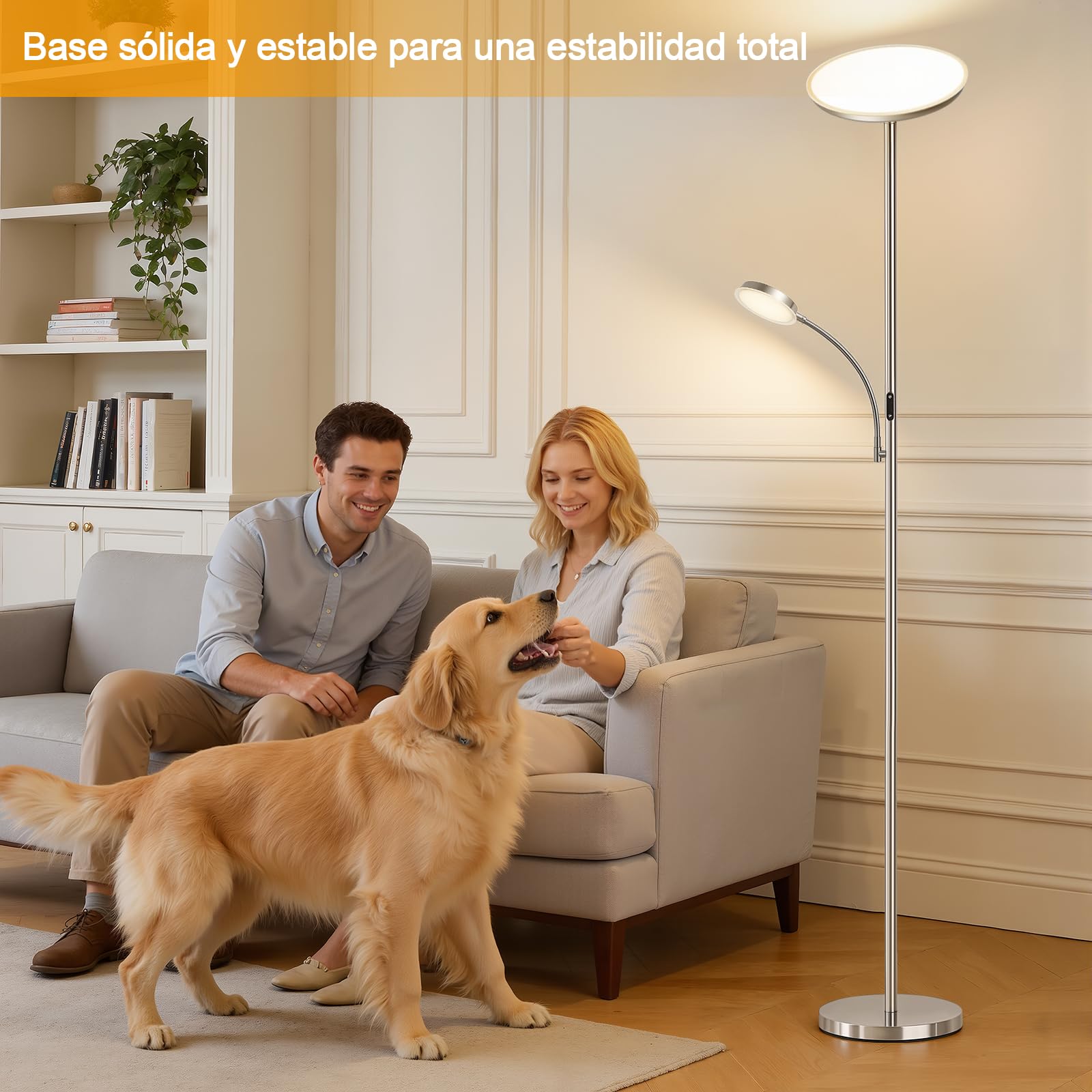 GyroVu Lámpara de pie LED regulable 2 en 1, lámpara de pie con mando a distancia y control táctil, temperatura de color de 3000 K a 6500 K, lámpara de pie moderna para salón, dormitorio y oficina