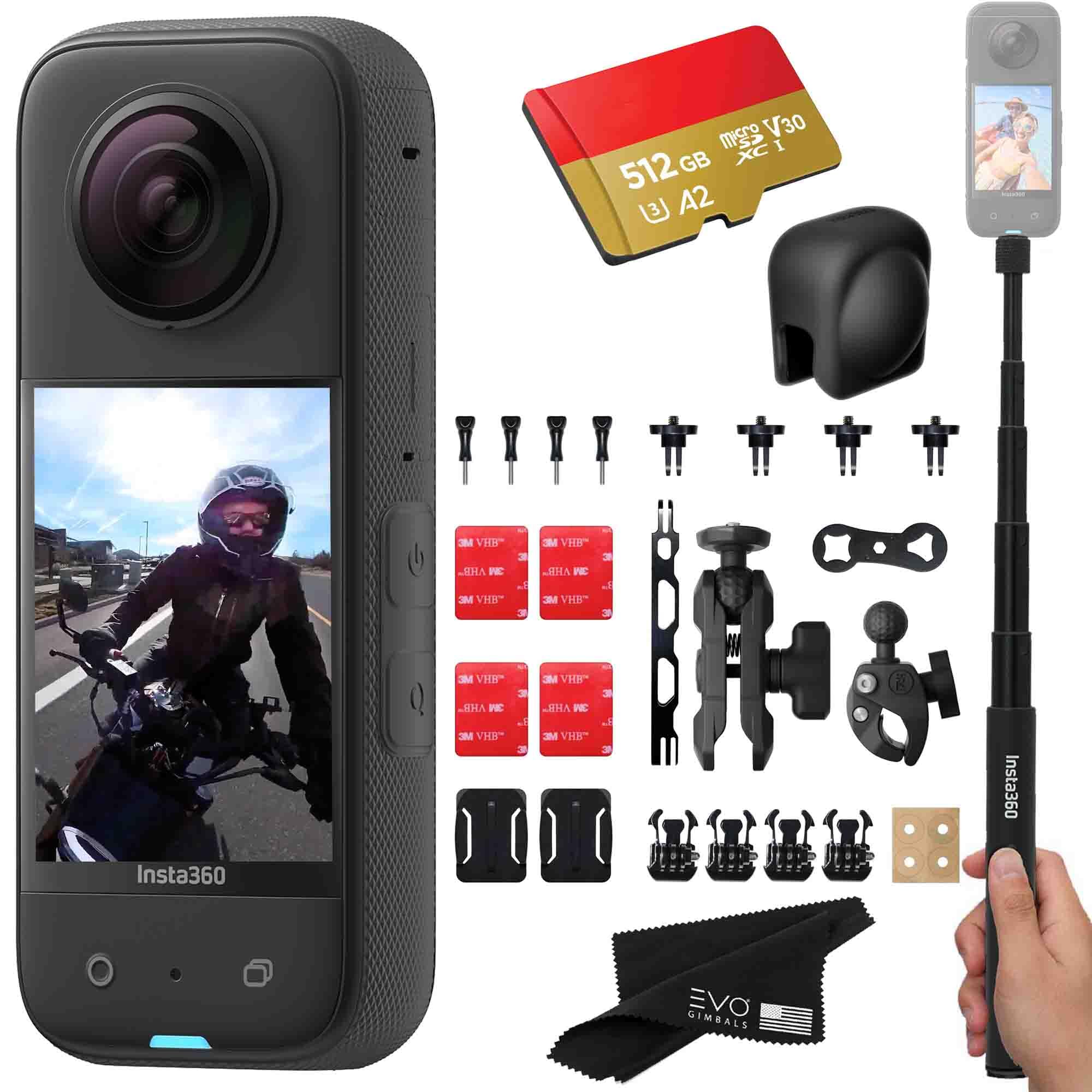 Insta360 X3 Motorcycle Bundle- Waterproof 360 Action Camera with 1/2