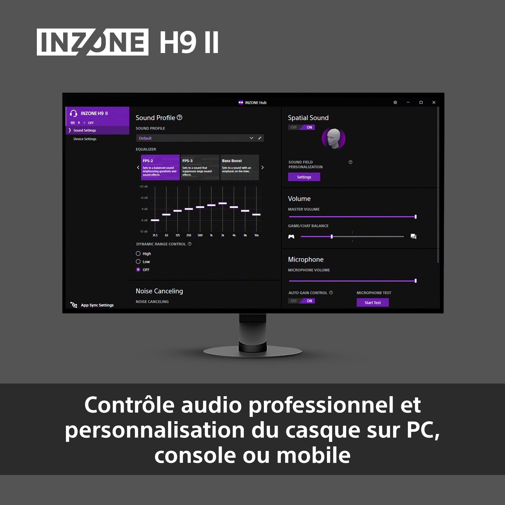 Sony INZONE H9 II- Casque Gaming PC sans Fil à réduction de Bruit Sony, léger, Micro cardioïde IA détachable, 2,4 GHz et Bluetooth, Housse Souple, pour PC, PS5, Switch et Mobile, Blanc