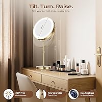 Vista 6 de Espejo de maquillaje iluminado, espejo de tocador de doble cara con aumento magnificable recargable de 5000 mAh con 3 colores, 1x/20x, rotación