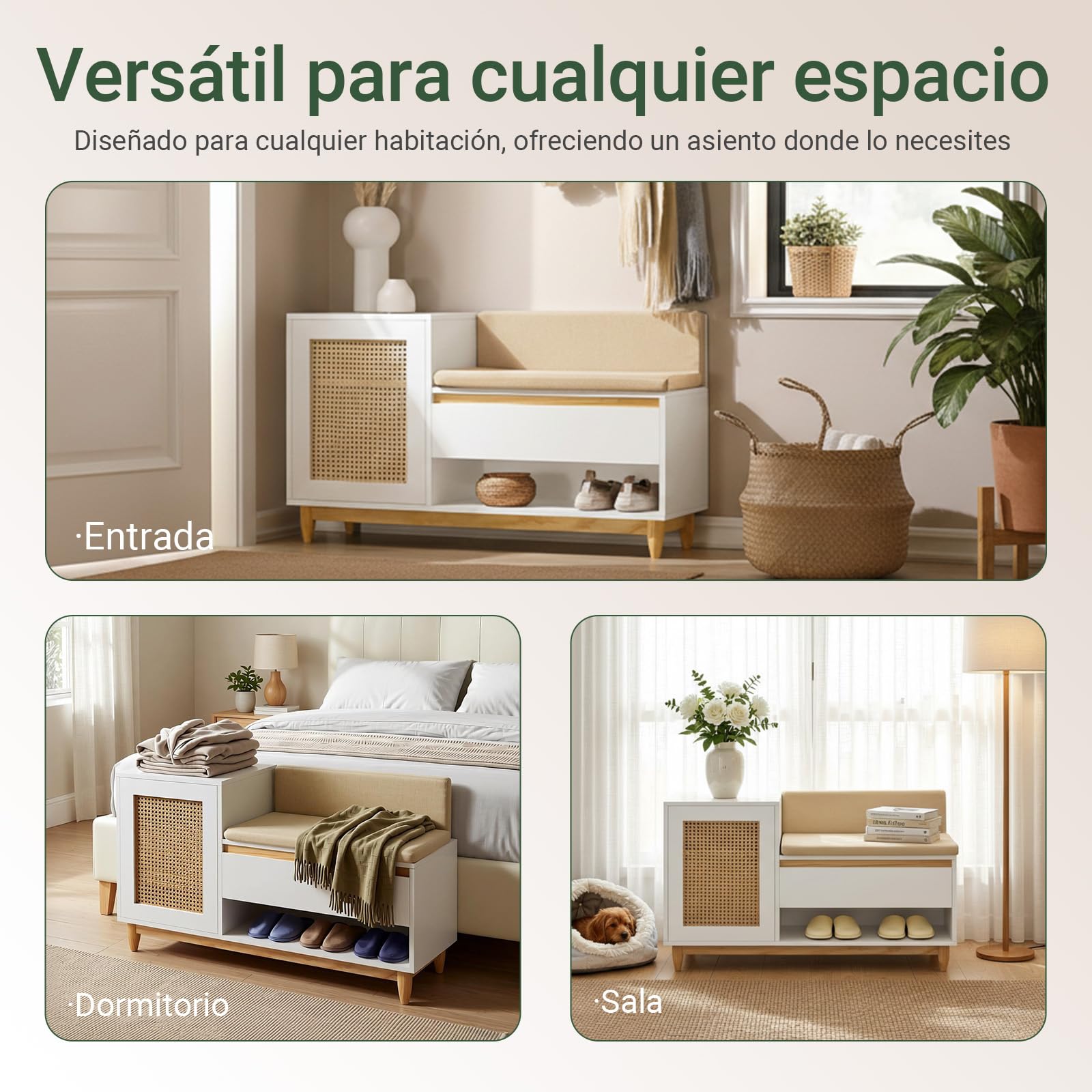 SoBuy Banco Zapatero con cajón 100x35x60cm para recibidor | Banco entrada con asiento, cajón, puerta y estantes ajustables, MDF E1, carga 150kg blanco FSR128-W