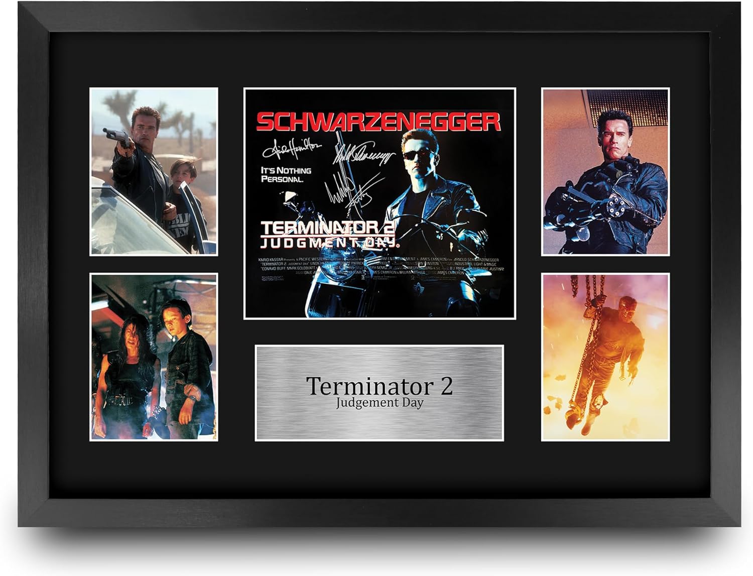 HWC Trading Terminator 2 Judgment Day Schwarzenegger 16 x 12 inch Framed Gifts Printed Poster Signed Autograph Picture for Movie Memorabilia Fans - 16" x 12" Framed