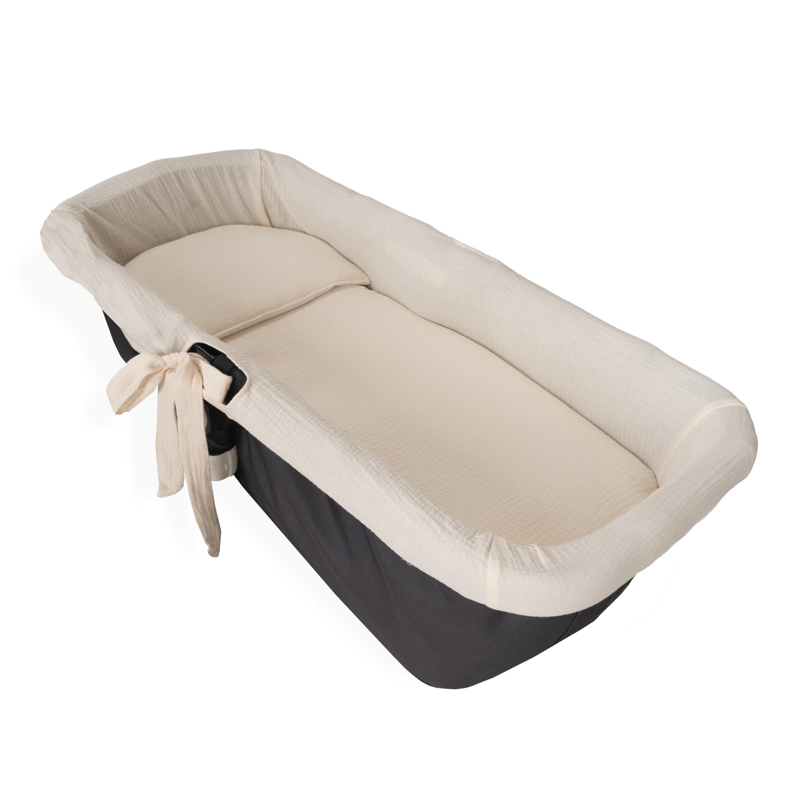 Babyline Cubre capazo Muselina 100% Algodón + Colchita + Almohada Muselina 100% Accesorios Set 3 Piezas. Fabricado En España. Hipoalergénica, Transpirable, Hipersuave (Beige)