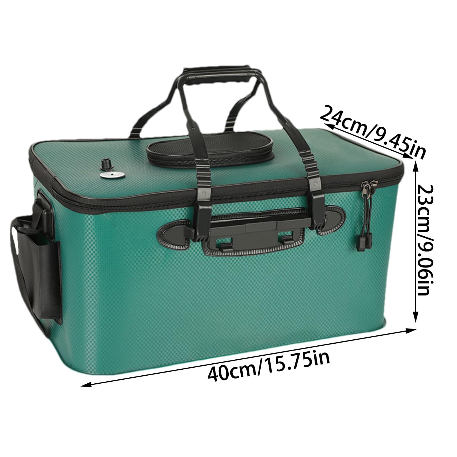 Générique Seau Portable - Seau à Appât Vivant Multi-Fonctions pour Pêche,Conteneur d'eau Étanche avec Bretelle, Sac de Rangement Grande Capacité Équipement Extérieur Portable pour Camping