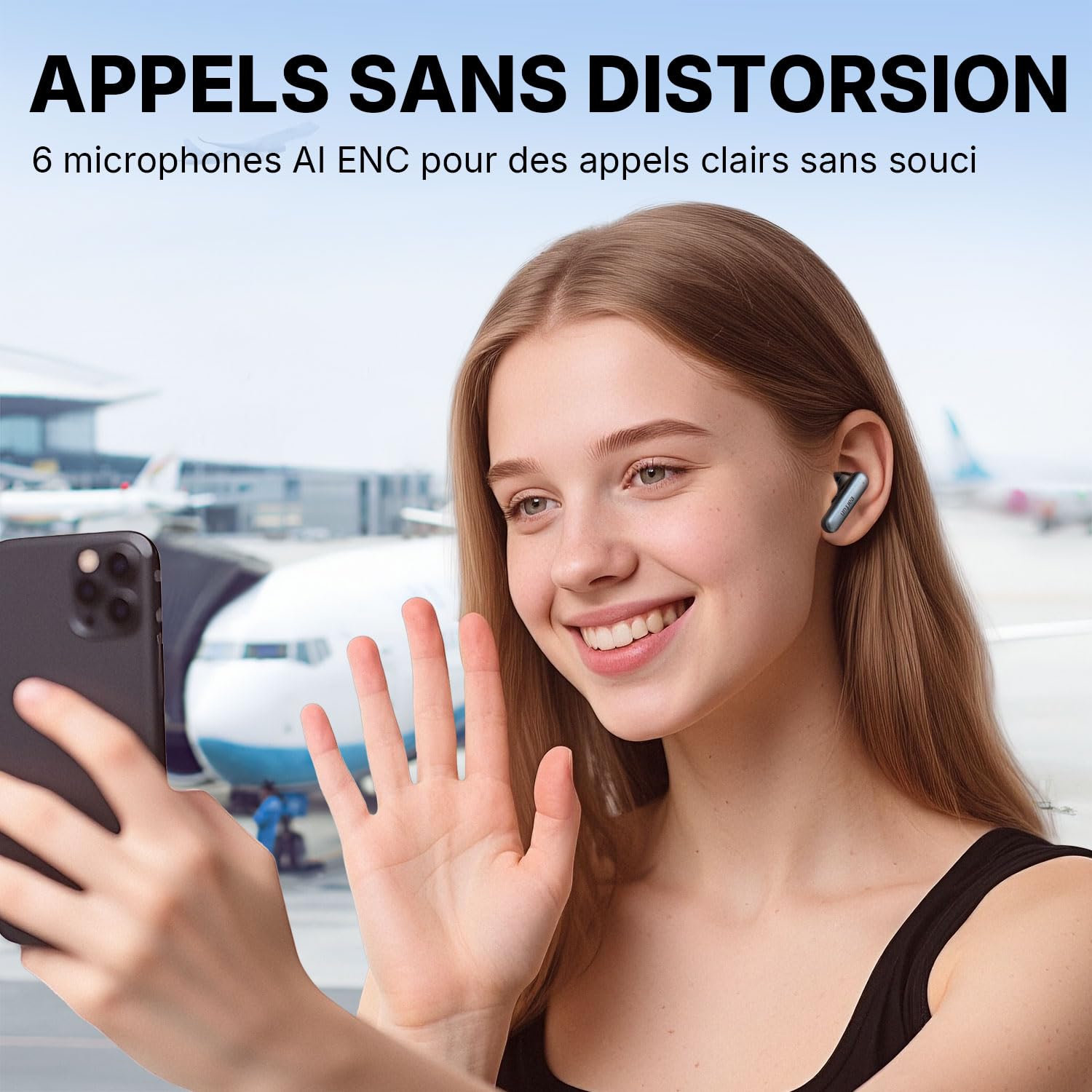 EarFun Air Pro 4i Écouteurs Bluetooth sans Fil, Ecouteurs sans Fil Réduction de Bruit Adaptative, LDAC Hi-Res Audio, 6 micros, 40H d'autonomie, Charge Rapide, Connexion multipoint