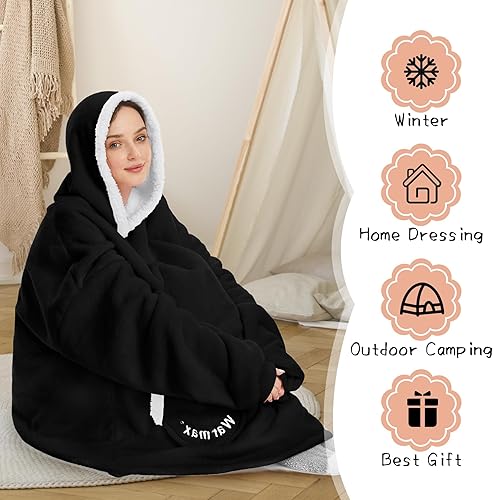Miniatura 4 de Zando Manta con capucha 2024, manta para niños y adultos, regalo cómoda, sudadera con capucha de gran tamaño, forro polar Sherpa
