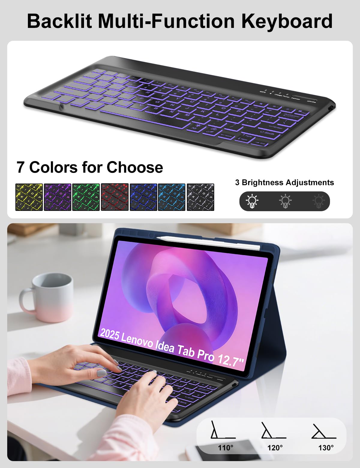 Amazon.com: Backlit Keyboard Case for Lenovo Idea Tab Pro 12.7