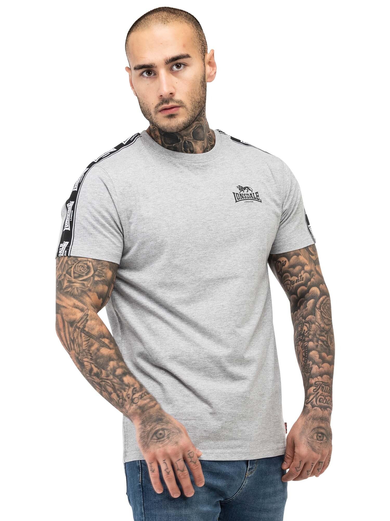 Lonsdale Men's brindister T-Shrit, Marl Grey/Black/White, 3XL