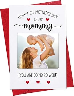 PETCEE Happy First Mothers Day Card for Mom from Baby, Mommy and Me 1st Mothers Day Photo Frame Card for New Mom New Baby Newborn First Time Mom Mother To Be New Parents Daughter Son Baby Boy Girl