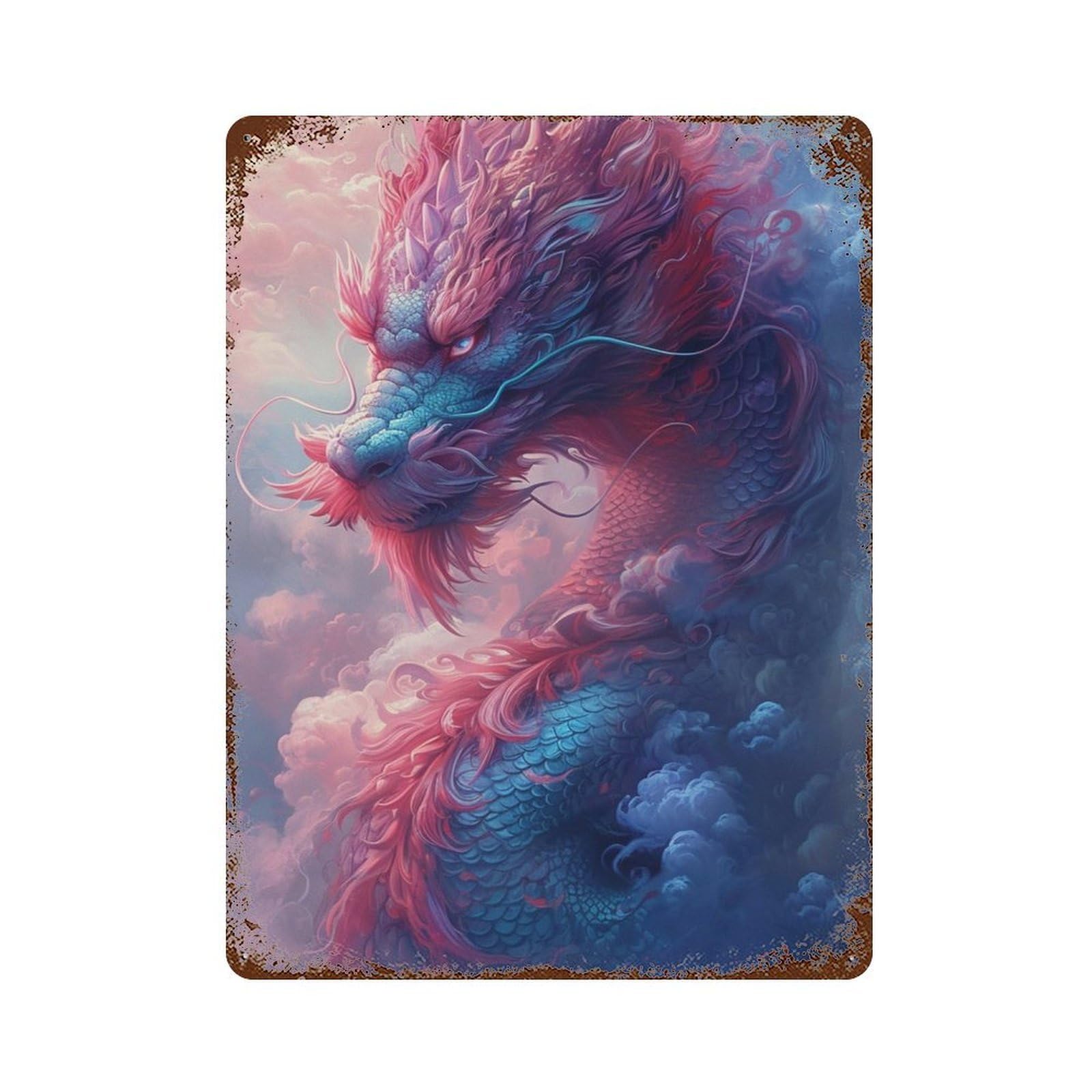 Fantasy Dragon Artwork -12 Retro Metal Sign 15.7"x11.8", Novelty Wall Decor for Farmhouse, Kitchen And Entryway Decor