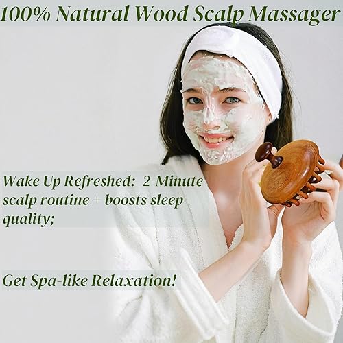 Miniatura 2 de Cepillo de cuero cabelludo de sándalo natural  Masajeador de cabeza de madera para relajación  Herramienta portátil para el cuidado del cuerpo con