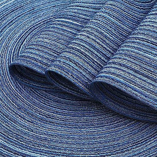Image of SHACOS Round Braided Placemats Set of 6 Circle Place Mats Kitchen Table Mats for Dining Table Wedding Party (Blue Gray, 6)