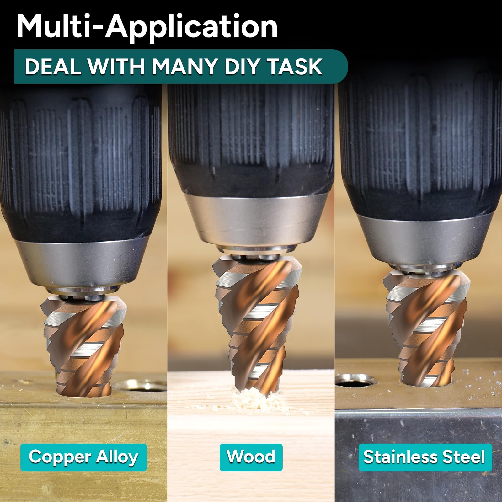 Hex Shank Step Drill M2 Cobalt Step Drill Bit Set 3/16" To 7/8" - 12 Sizes Titanium Coated Unibit For Metal & Wood Step Bit Set