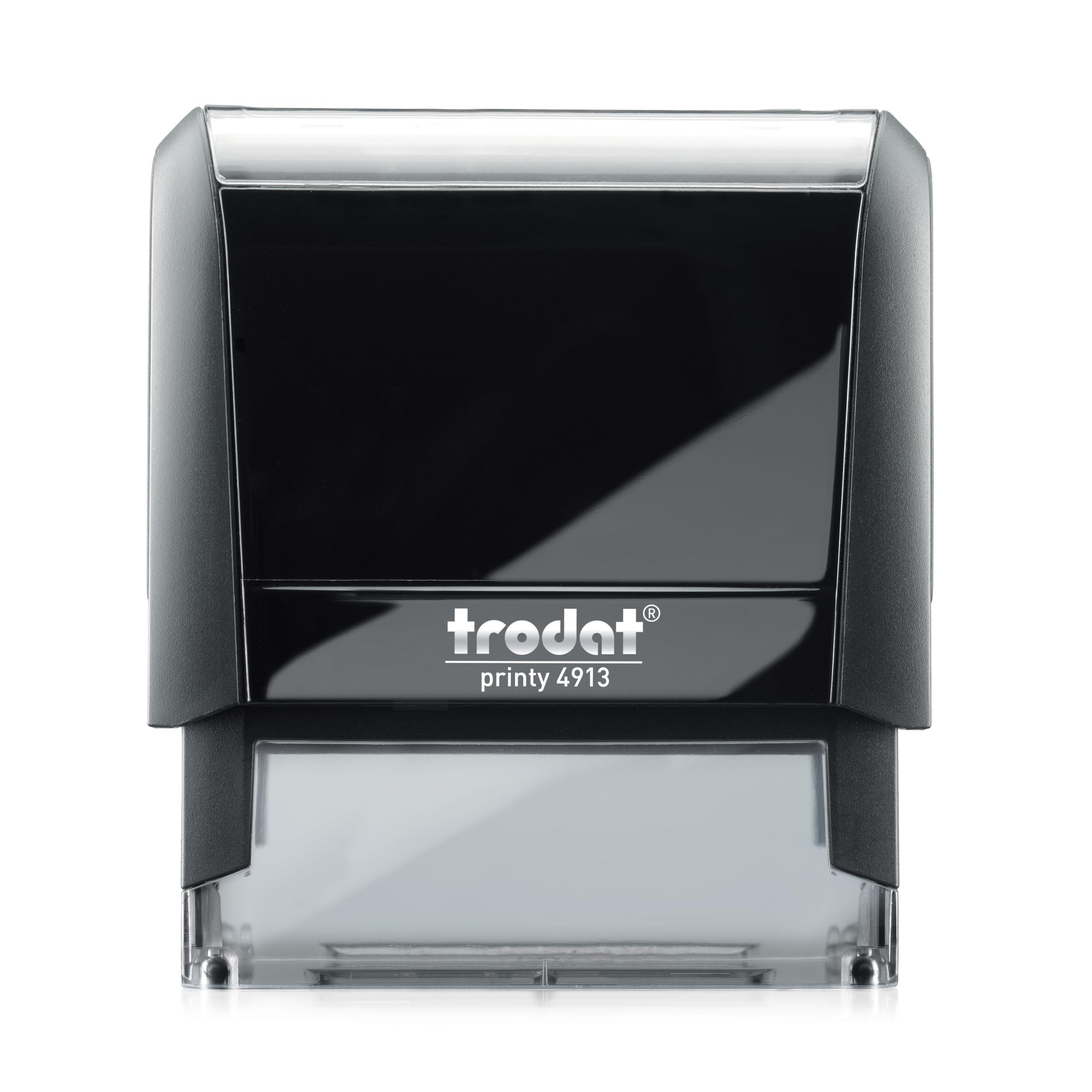 TRODAT 4913 Sello de Caucho Automático 55x20 mm Personalizado con Logo y Texto Negro