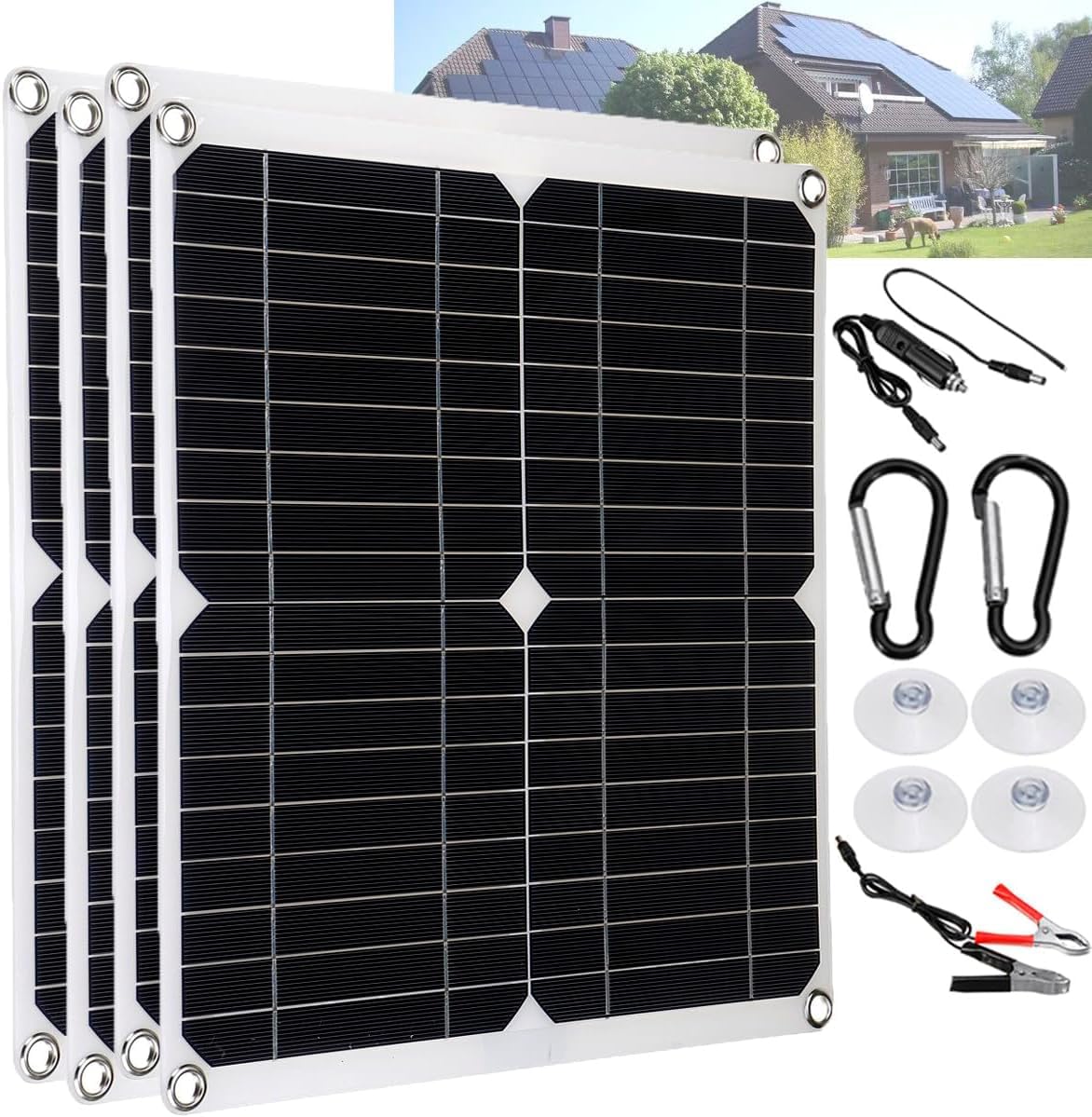 Kit pannello solare con controller (10/20/30/40/50/60/100a), sistema di moduli fotovoltaici da 200 W, caricabatterie portatile a energia solare USB 12 V, for cabina/furgone/auto/barca/camper ( Color :