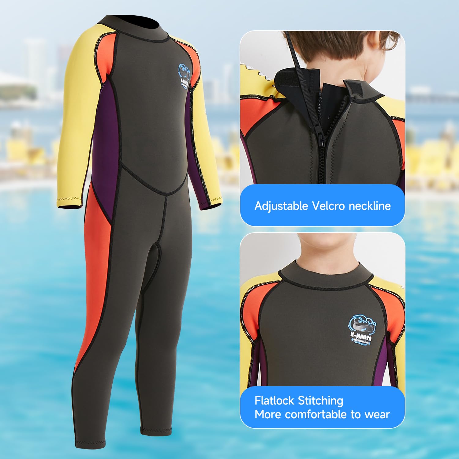 Kinder Neoprenanzug für Jungen Mädchen Kleinkind Jugend Langen Ärmeln 2.5mm Neopren-Thermo-Badeanzug Volle Nassanzüge im kalten Wasser für Schwimmen Surfen Tauchen
